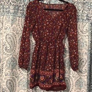Long sleeve maroon dress